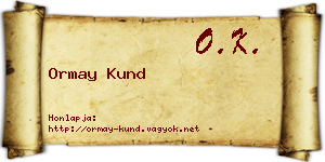 Ormay Kund névjegykártya